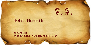 Hohl Henrik névjegykártya